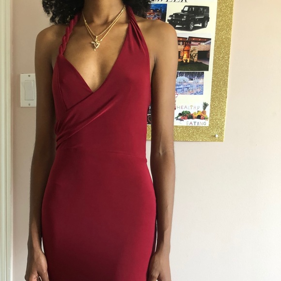 Burgundy spandex style dress - Picture 1 of 2